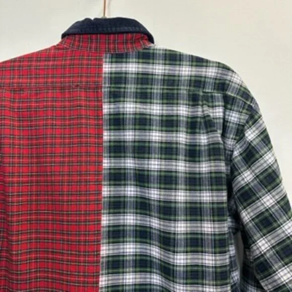 Vintage Polo Ralph Lauren 1980s Split Plaid Flannel Shirt Large